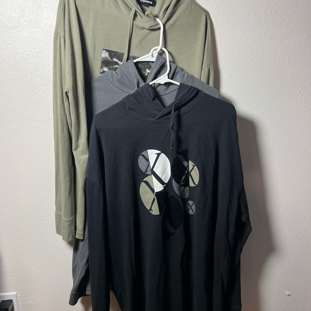 Graphic Hoodies in Black, Gray, and Olive